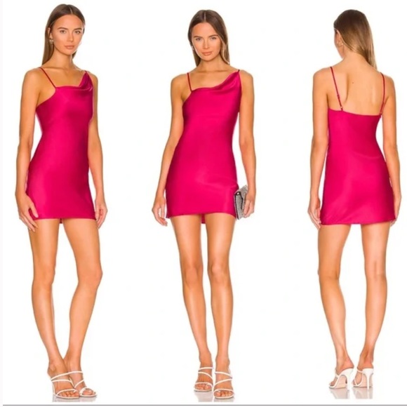 REVOLVE superdown Kaliyn Satin Mini Dress in Pink Fuchsia Sz Small NWOT - Picture 2 of 6